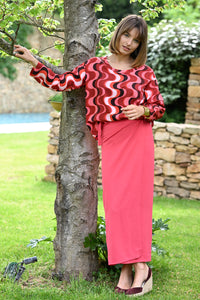 WRAP TIE SKIRT SE105 CORAL