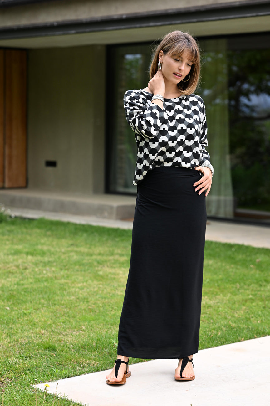 WRAP TIE SKIRT SE105 BLACK