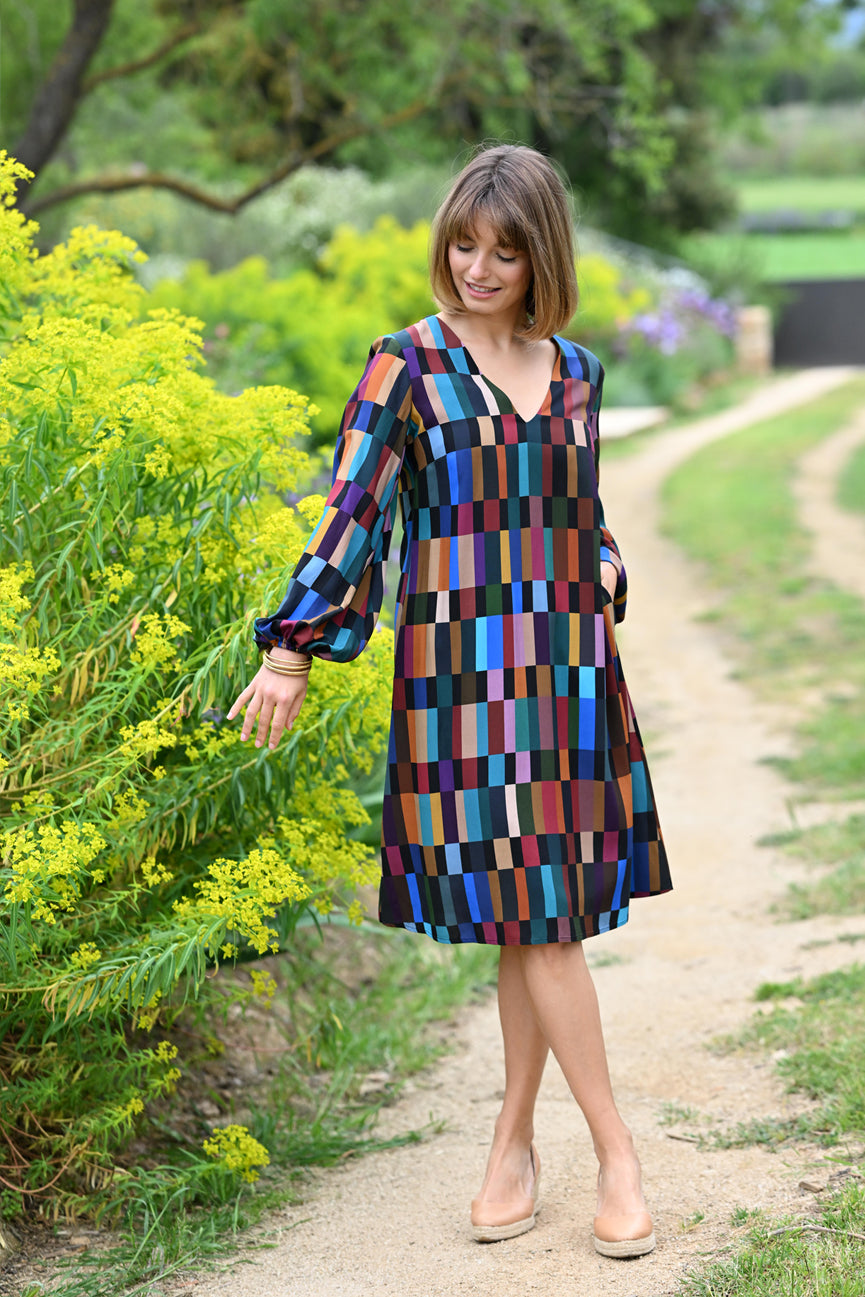 MIDI V-NECK DRESS SE096 MARAPA