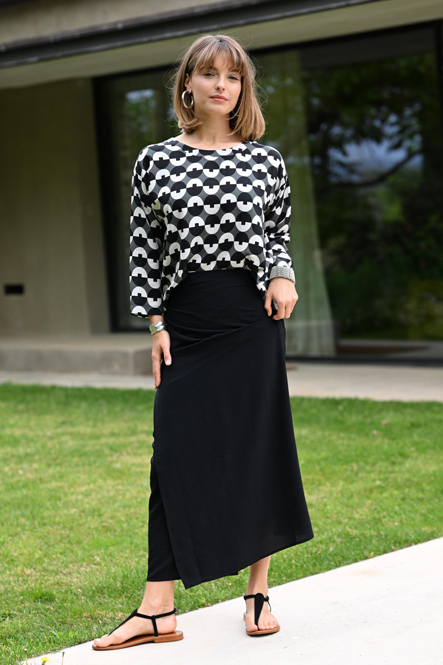 WRAP TIE SKIRT SE105 BLACK