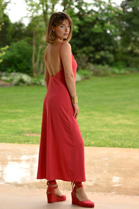 LONG DRESS WITH THIN STRAPS SE101 CORAL