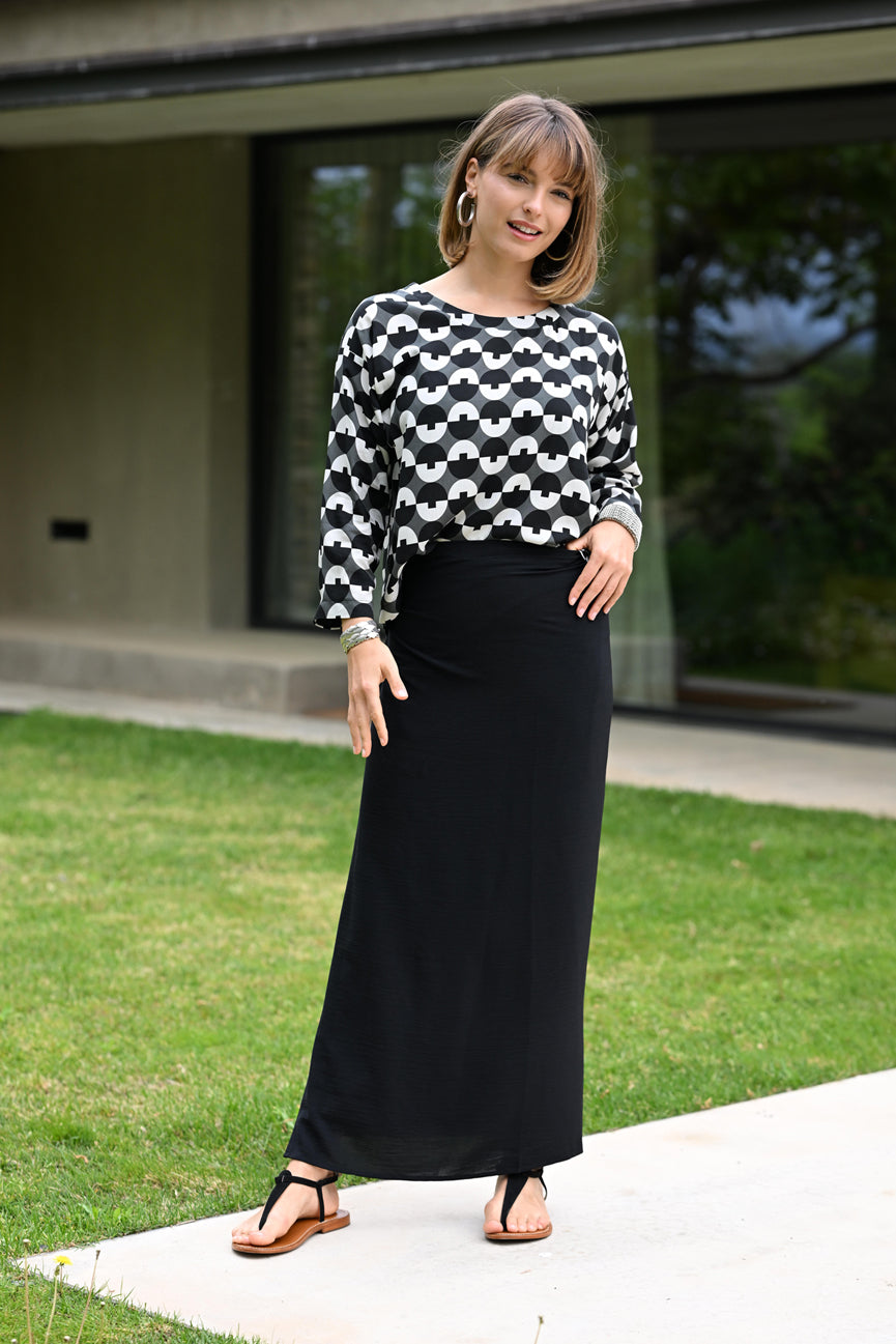 WRAP TIE SKIRT SE105 BLACK