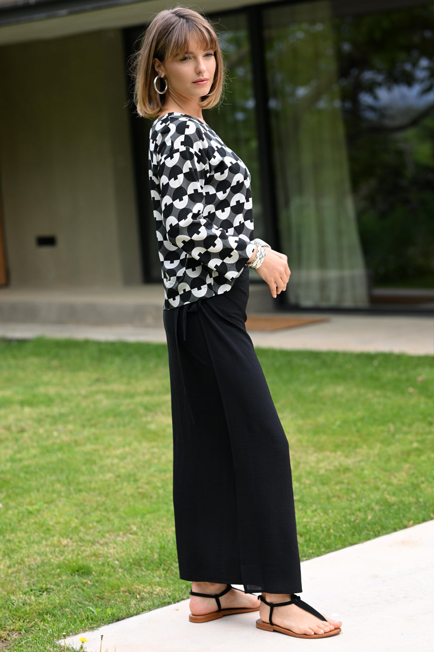 WRAP TIE SKIRT SE105 BLACK