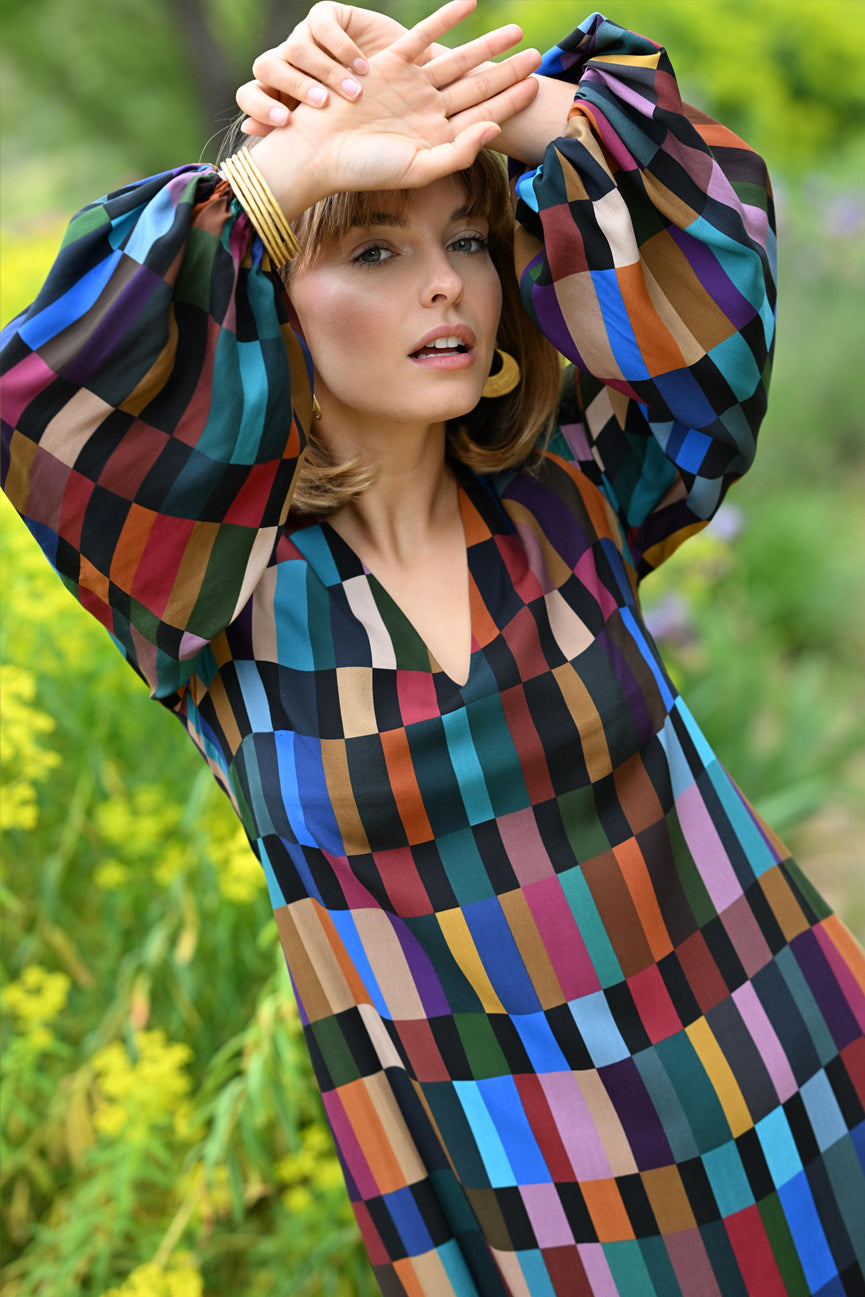 MIDI V-NECK DRESS SE096 MARAPA