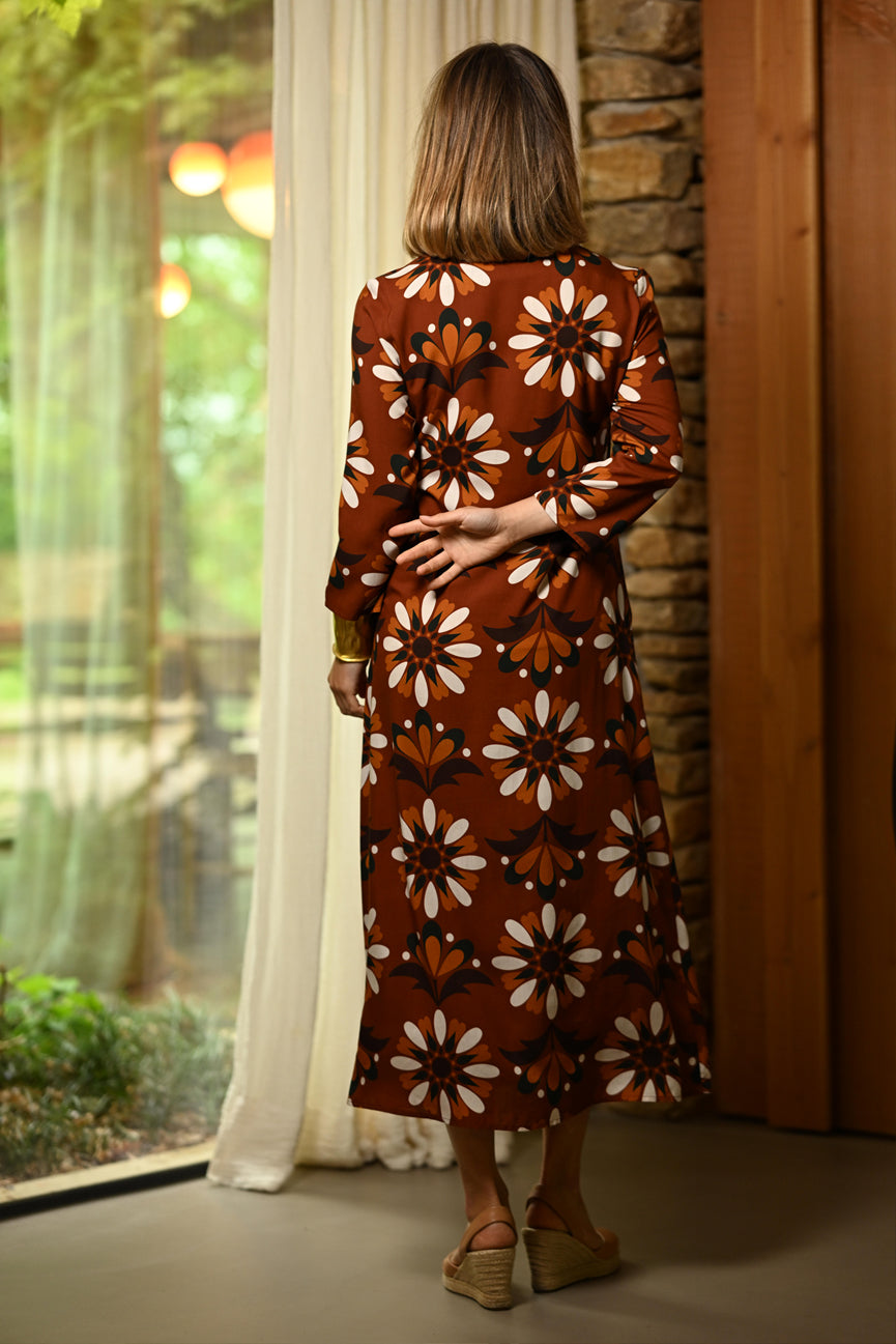 MIDI V-NECK DRESS SE097 NARANO