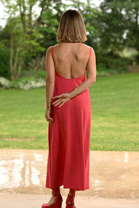 LONG DRESS WITH THIN STRAPS SE101 CORAL