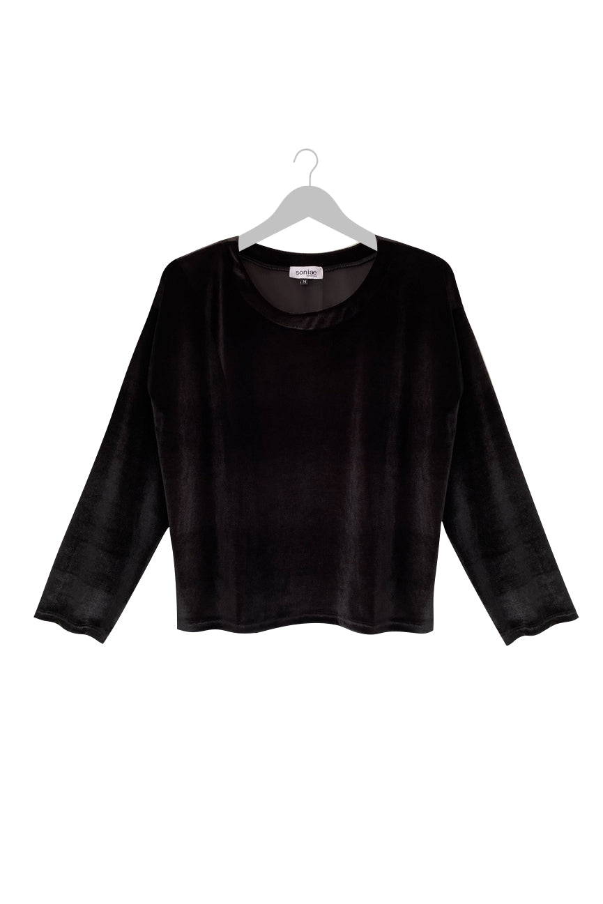 VELVET BLOUSE SE112 BRIGHT BLACK