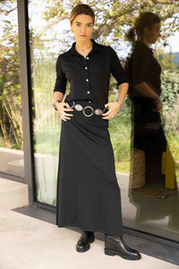 LONG SKIRT SE059 BLACK