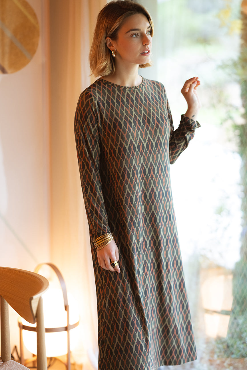 ROUND NECK MIDI DRESS SE090 GARES