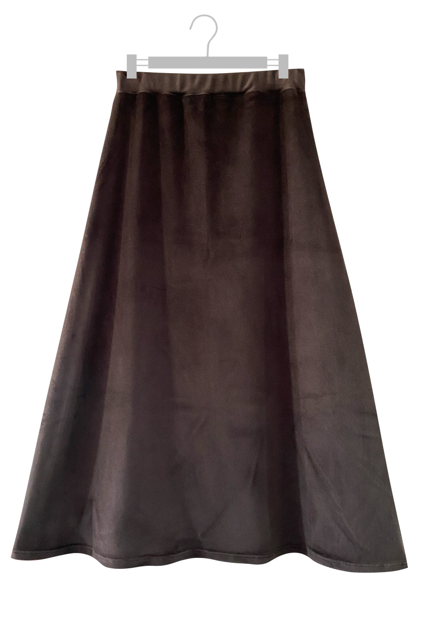 LONG VELVET SKIRT SE111 MATTE BROWN