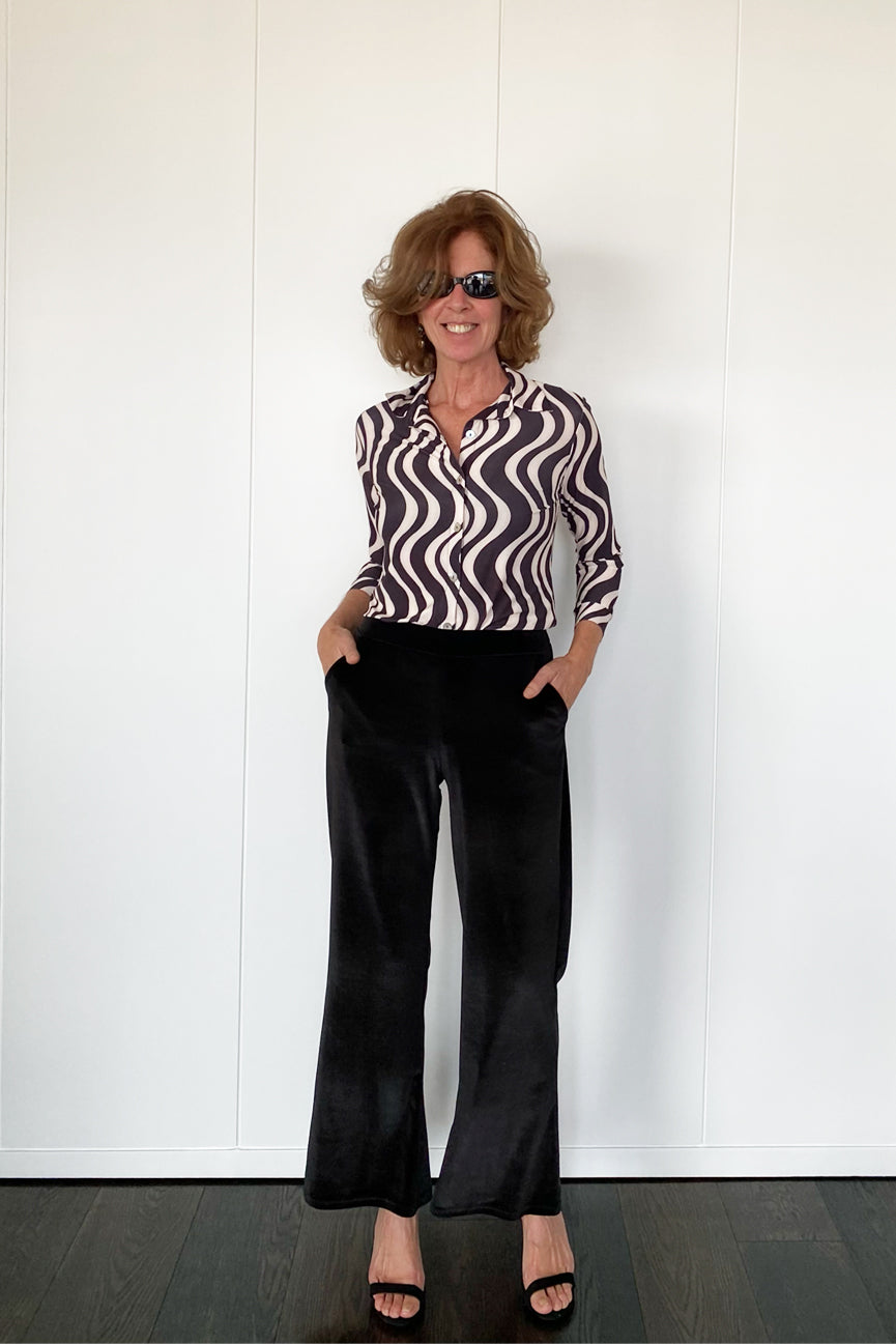 VELVET TROUSERS WITH POCKETS SE089 BRIGHT BLACK