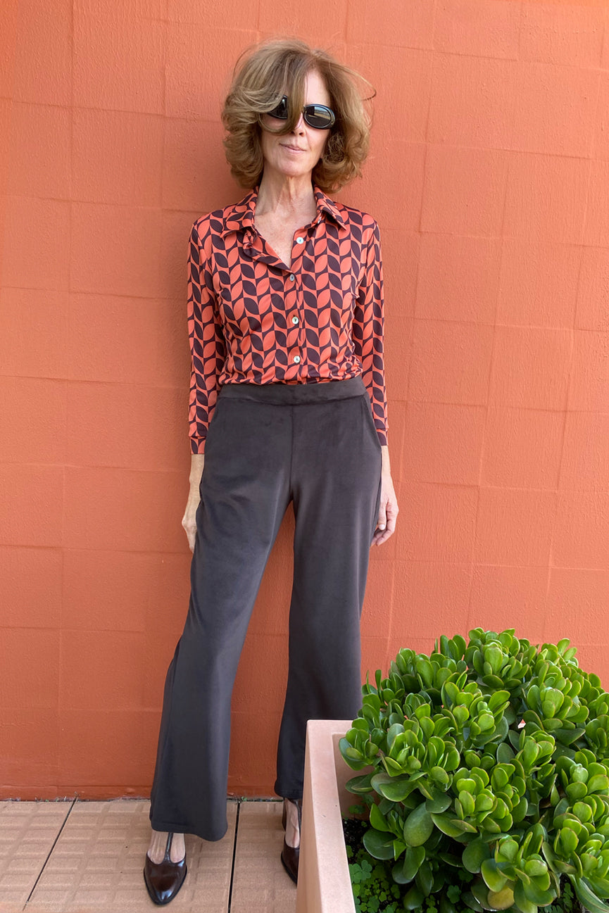 VELVET TROUSERS WITH POCKETS SE089 MATTE BROWN