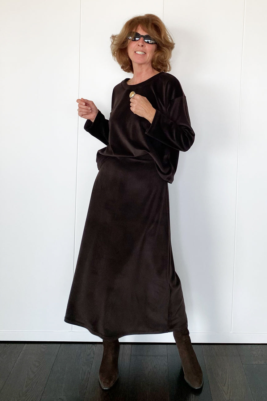 VELVET BLOUSE SE112 MATTE BROWN