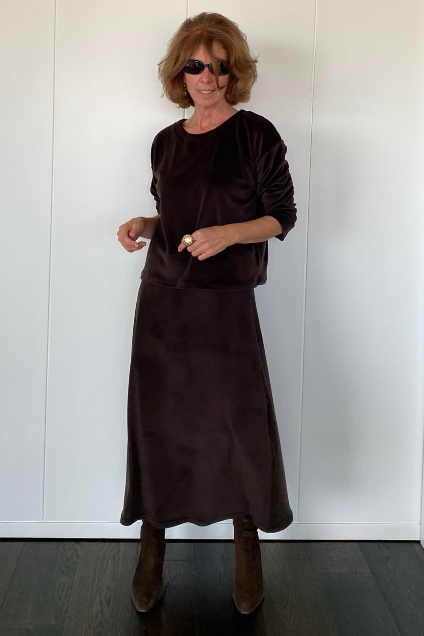 VELVET BLOUSE SE112 MATTE BROWN