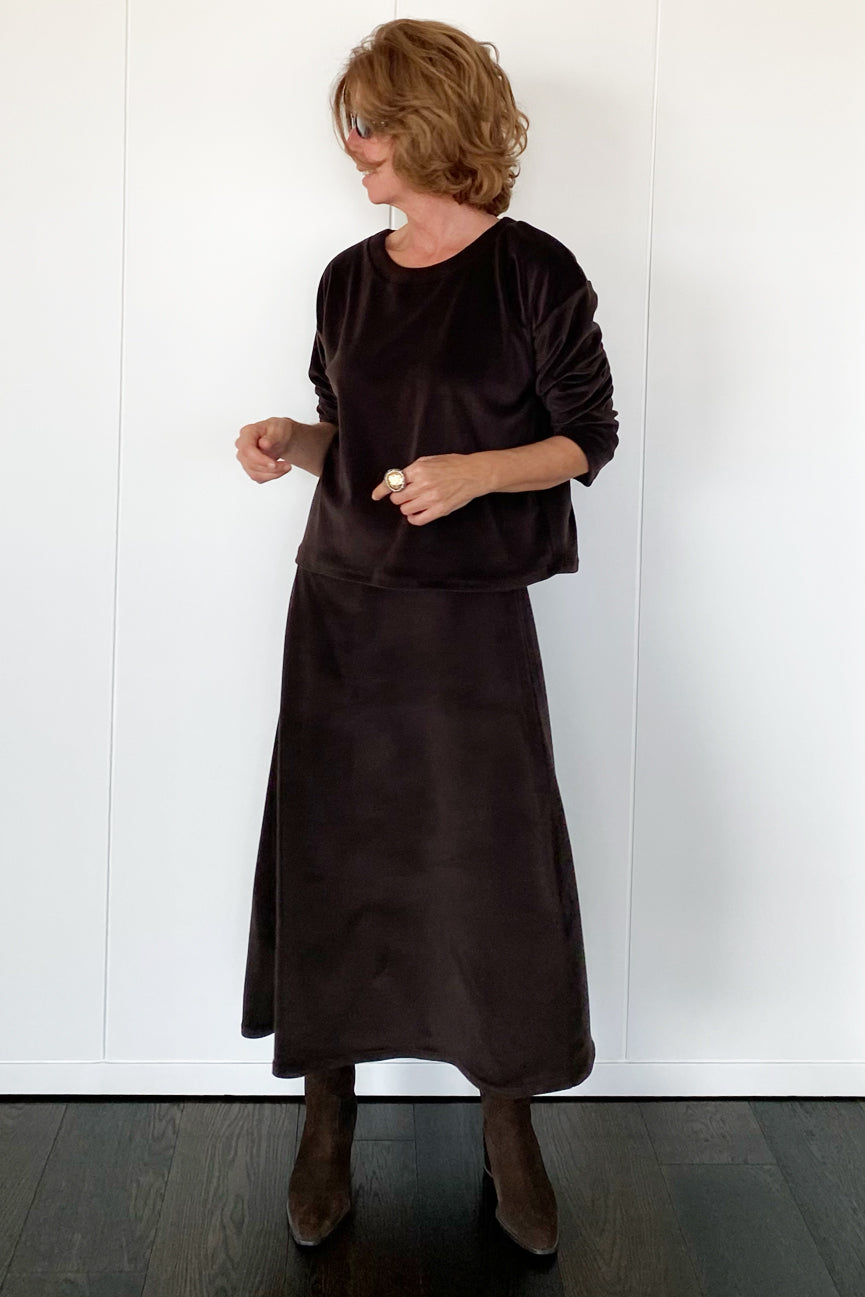 VELVET BLOUSE SE112 MATTE BROWN