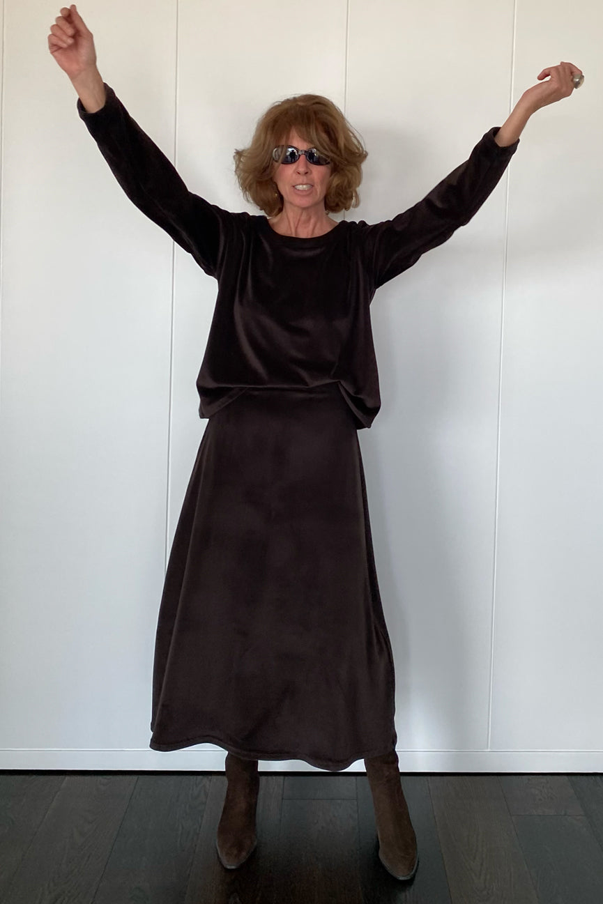 VELVET BLOUSE SE112 MATTE BROWN