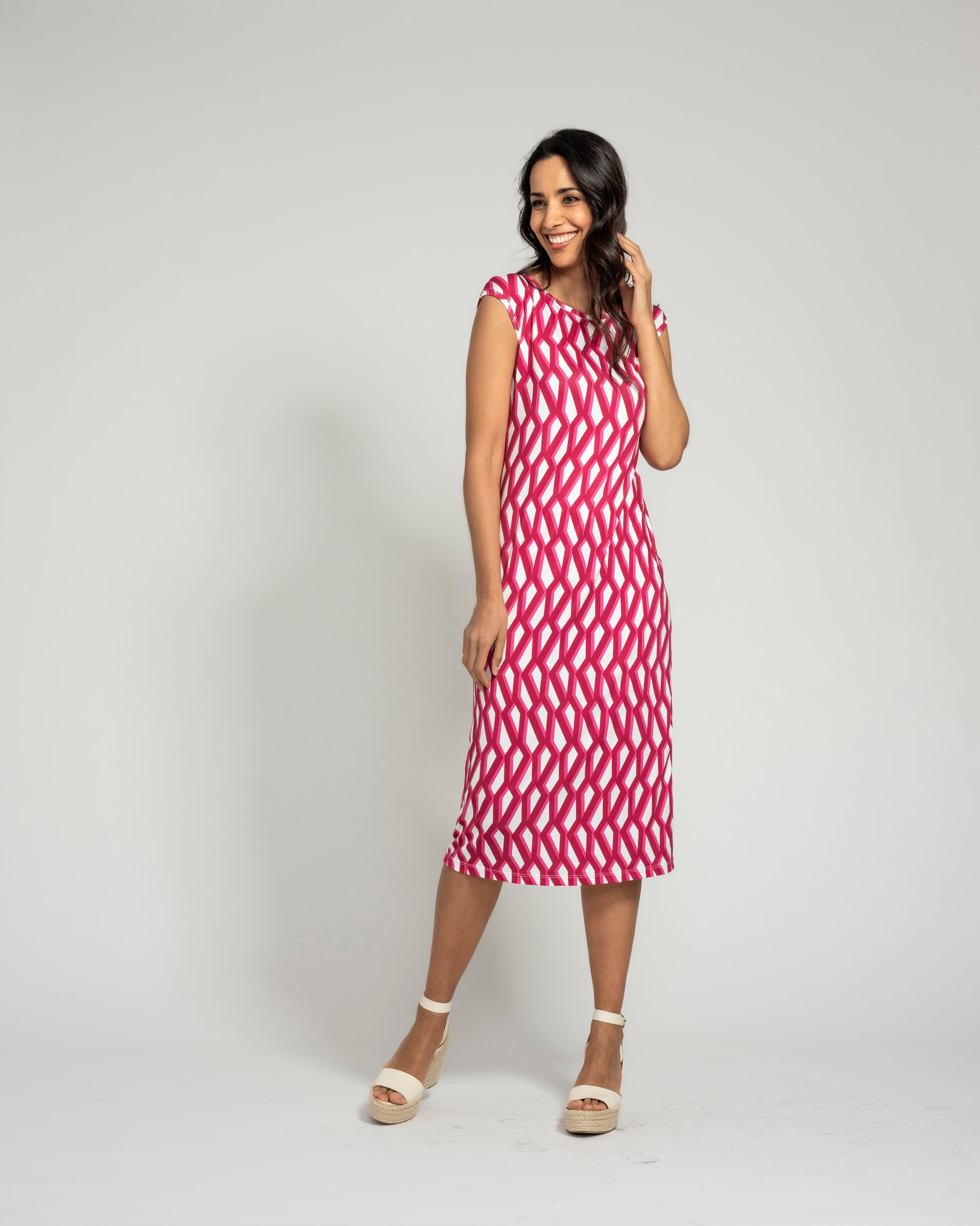 ROUND NECK, SHORT SLEEVES MIDI DRESS SE038 MATIRA