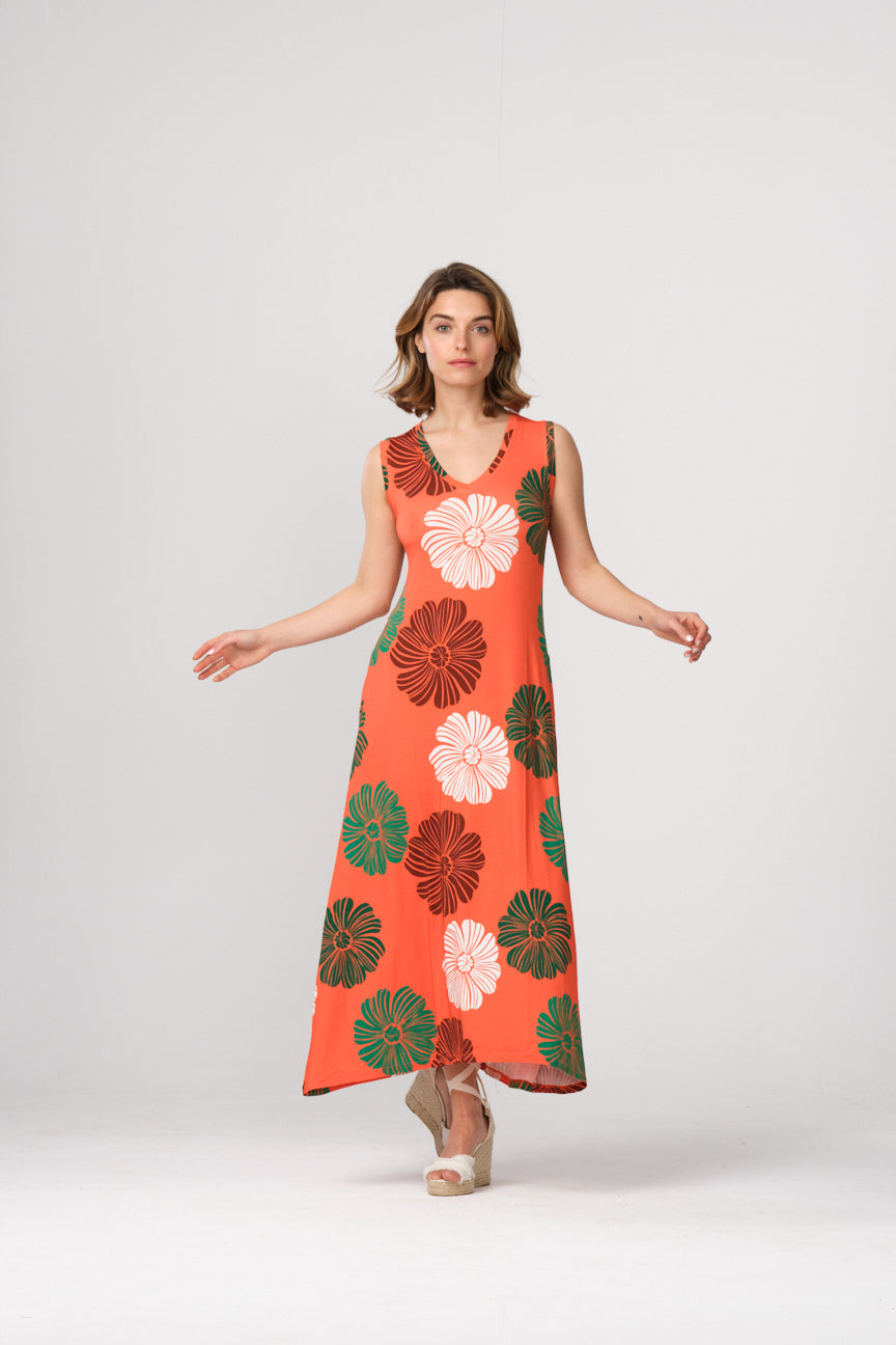 FLARED V-NECK DRESS SE071 TARU