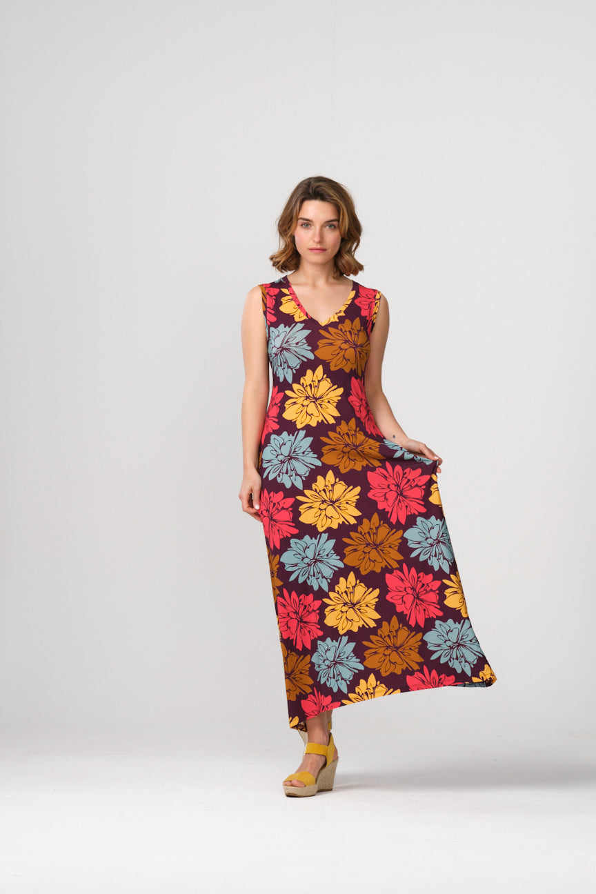 FLARED V-NECK DRESS SE071 BOMANI